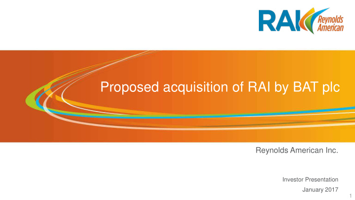 proposed acquisition of rai by bat plc