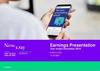 Earnings Presentation  Year ended December 2019  Replay  Replay passcode  6 March 2020  0207 136