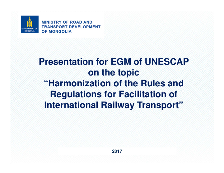 presentation for egm of unescap on the topic
