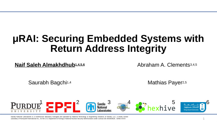 rai securing embedded systems with return address