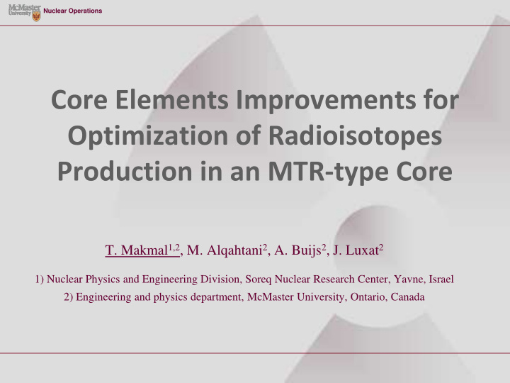 optimization of radioisotopes