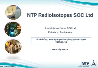 NTP Radioisotopes SOC Ltd  A subsidiary of Necsa SOC Ltd  Pelindaba, South Africa  Site Briefing:
