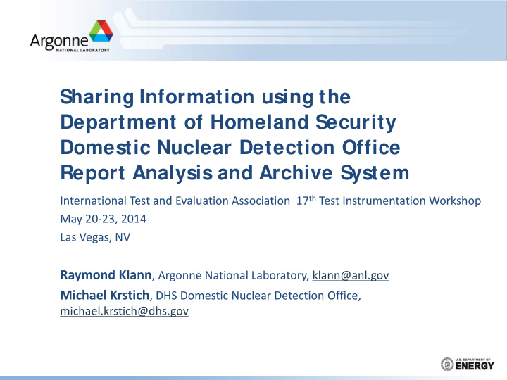 sharing information using the department of homeland