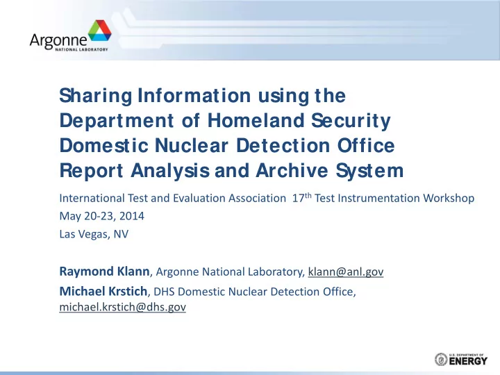 sharing information using the department of homeland