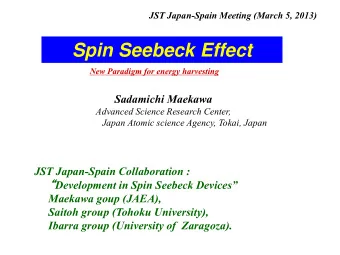 Spin Seebeck Effect  New Paradigm for energy harvesting Sadamichi Maekawa  Advanced Science
