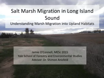 Sound  Understanding Marsh Migration into Upland Habitats Jamie OConnell, MESc 2015  Yale School