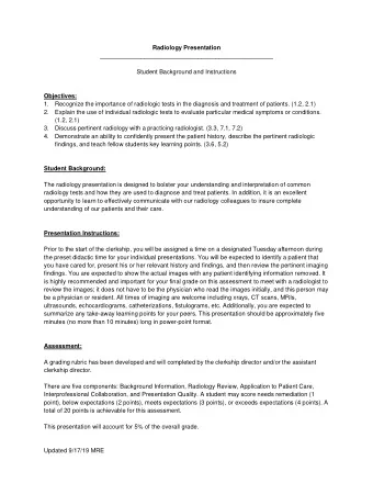 Radiology Presentation  ___________________________________________________  Student Background and