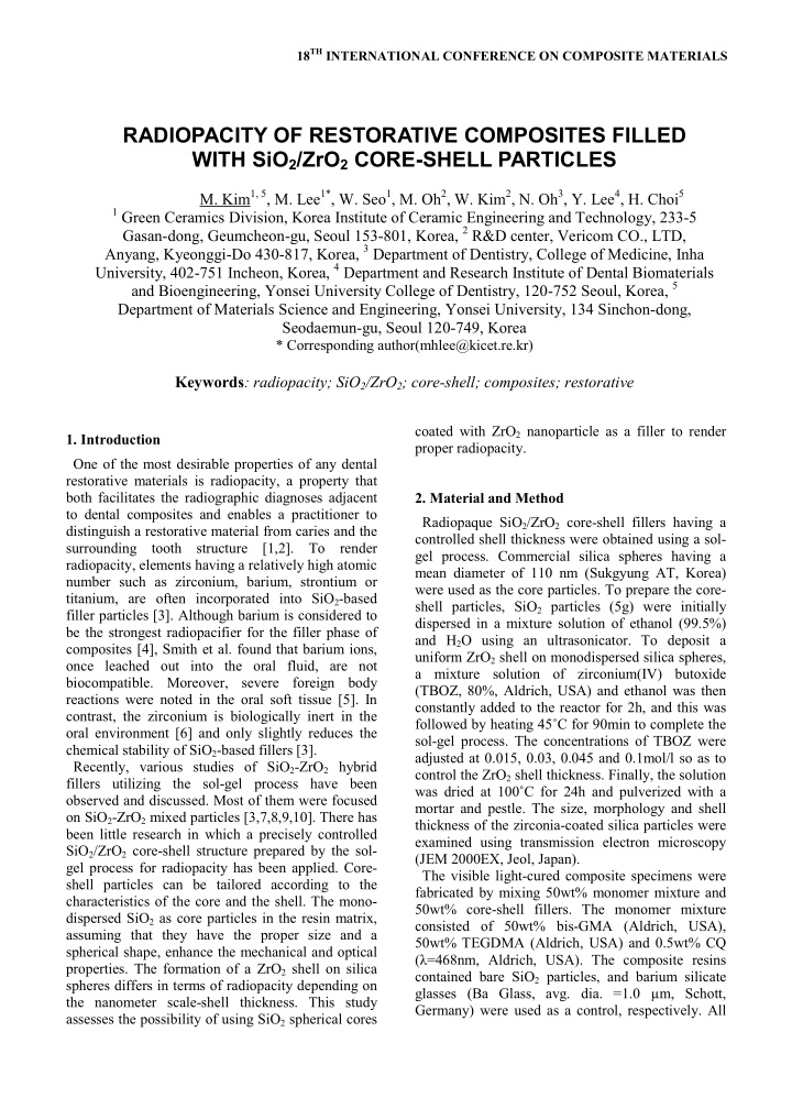 radiopacity of restorative composites filled with sio 2