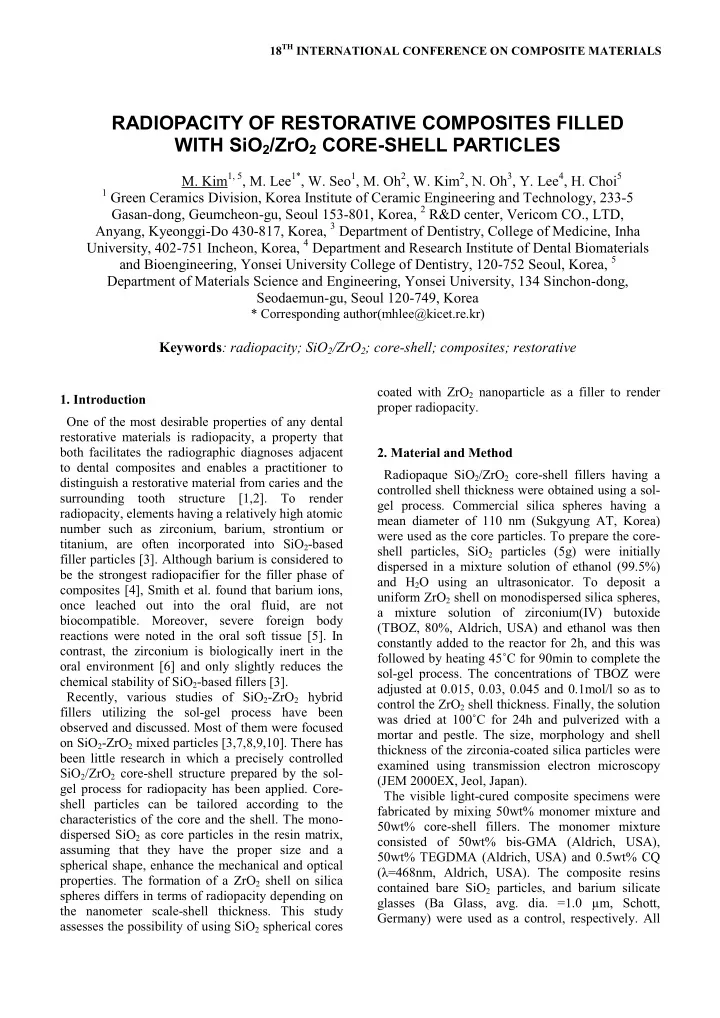 radiopacity of restorative composites filled with sio 2