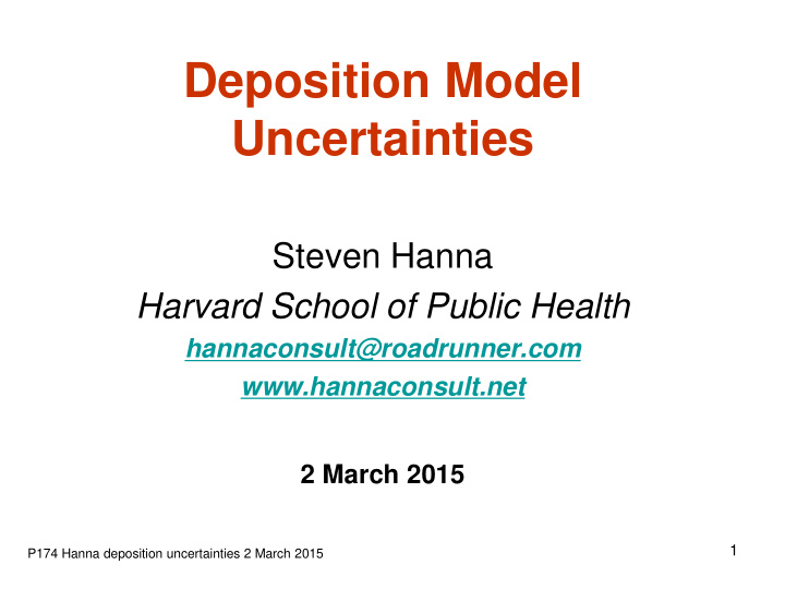 deposition model uncertainties