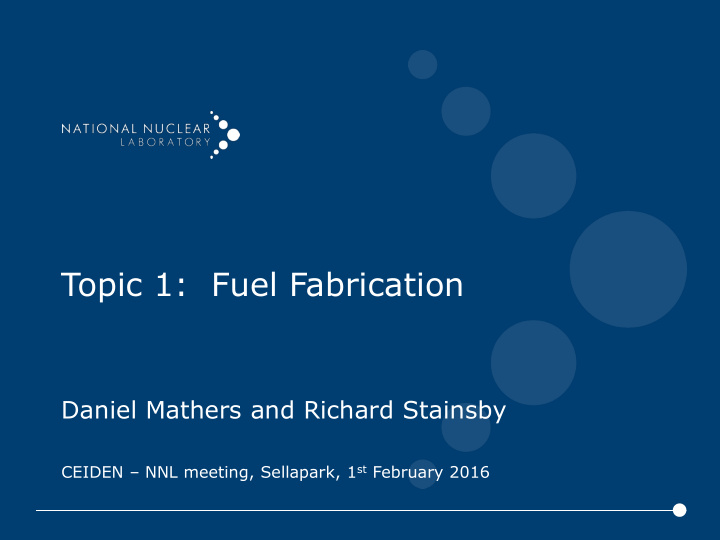 topic 1 fuel fabrication