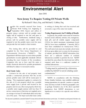 U  Private Well Testing Act, beginning in  reviewed a copy of the water test results.  September