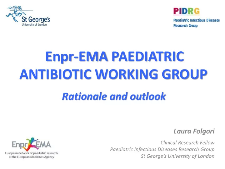enpr ema paediatric antibiotic working group