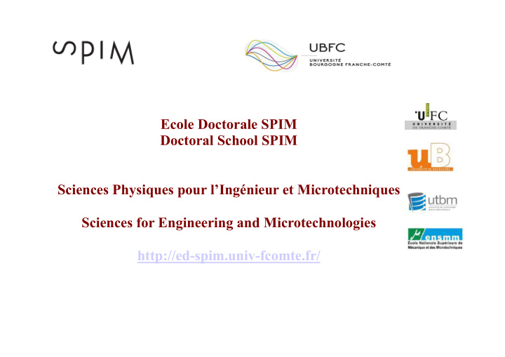 ecole doctorale spim doctoral school spim sciences