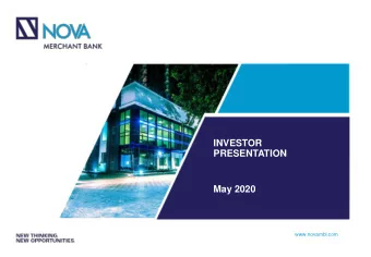 INVESTOR  PRESENTATION  May 2020  www.novambl.com  DISCLAIMER This presentation contains or