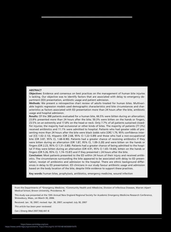 factors associated with delay to emergency department