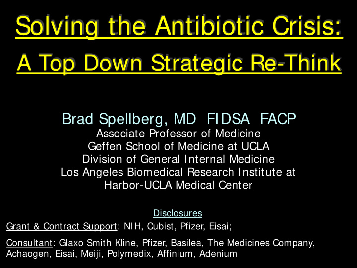 solving the antibiotic crisis