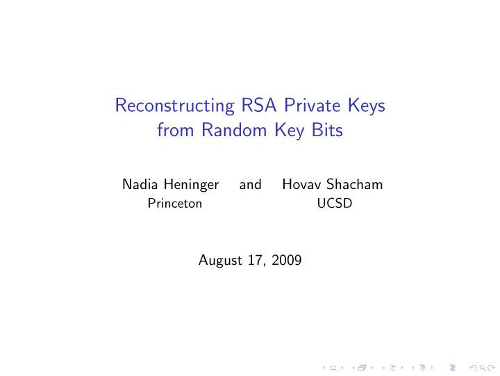 reconstructing rsa private keys from random key bits