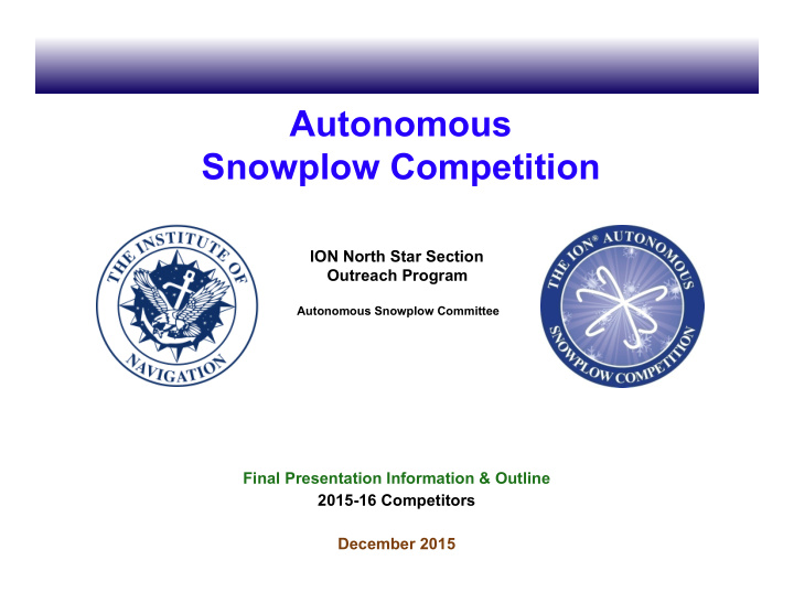 autonomous snowplow competition