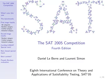 The SAT 2005 Competition  Industrial category  Certified UNSAT  Special track  Fourth Edition  Non