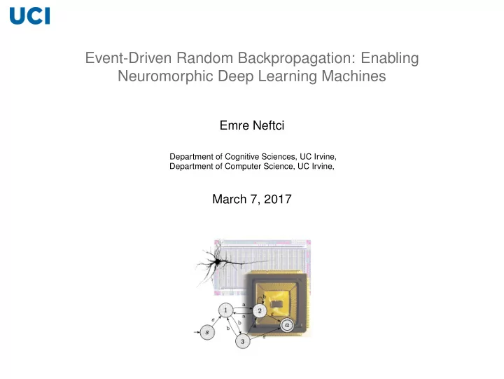 event driven random backpropagation enabling neuromorphic