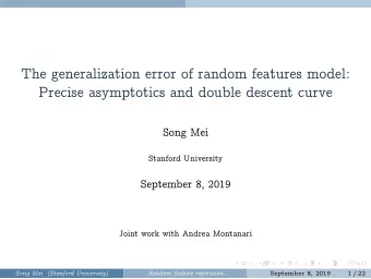 The generalization error of random features model:  Precise asymptotics and double descent curve