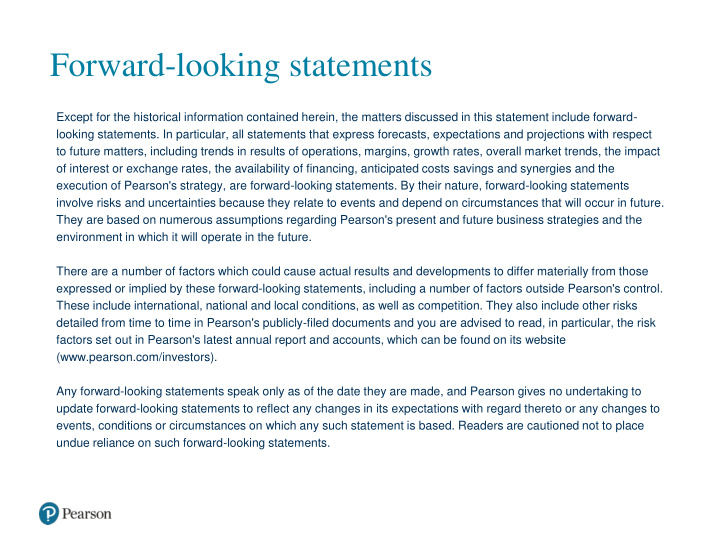 forward looking statements