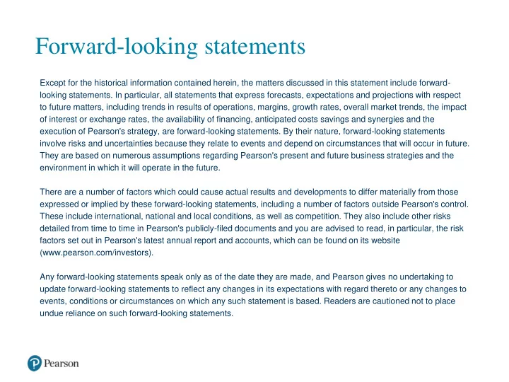 forward looking statements
