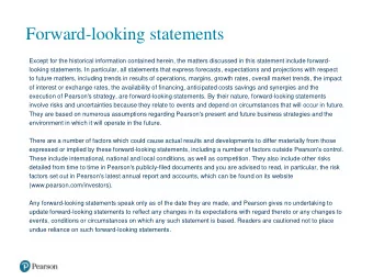 Forward-looking statements  Except for the historical information contained herein, the matters