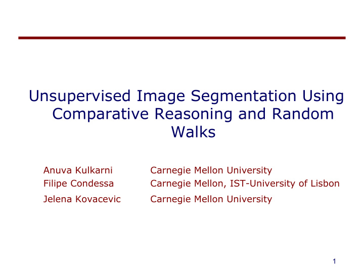 unsupervised image segmentation using comparative