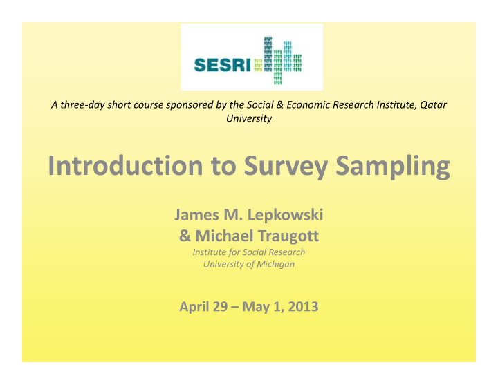 introduction to survey sampling