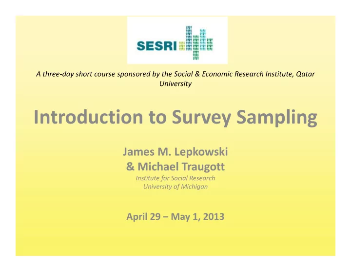 introduction to survey sampling