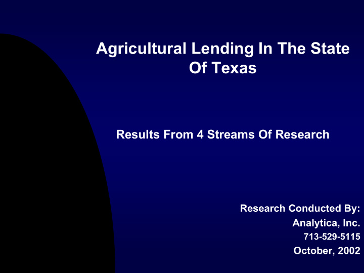 agricultural lending in the state of texas