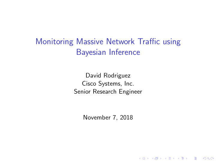 monitoring massive network traffic using bayesian