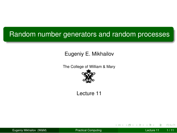 random number generators and random processes