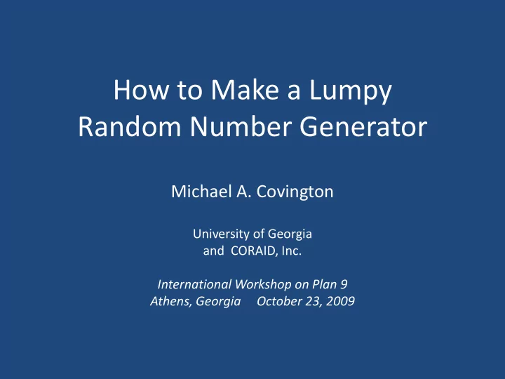 how to make a lumpy random number generator