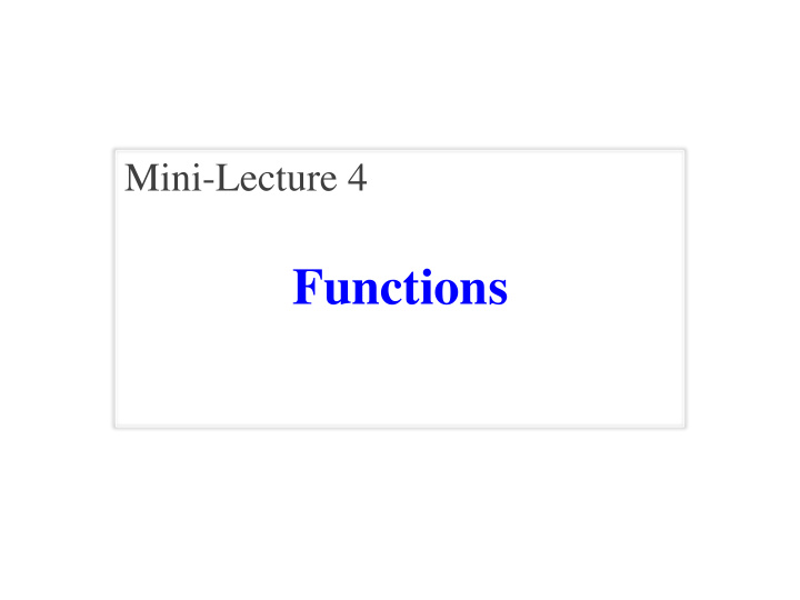 functions function calls
