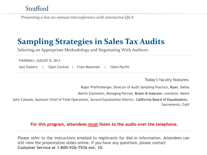 sampling strategies in sales tax audits