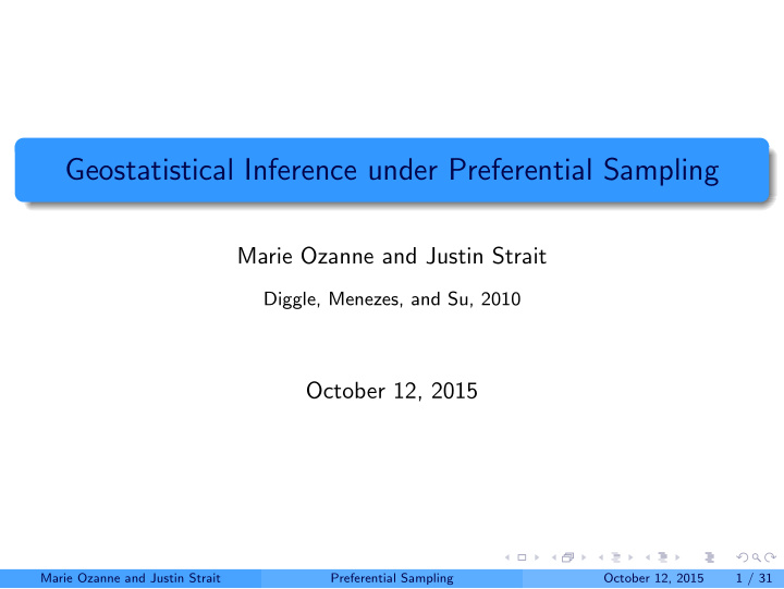 geostatistical inference under preferential sampling