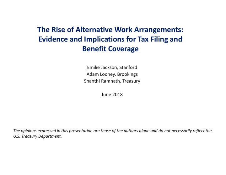 the rise of alternative work arrangements evidence and