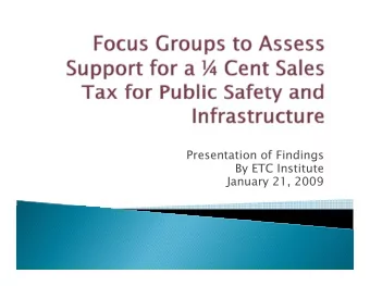 Presentation of Findings  g  By ETC Institute  January 21, 2009  Purpose  Methodology