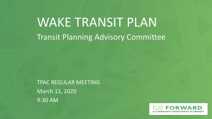 wake transit plan