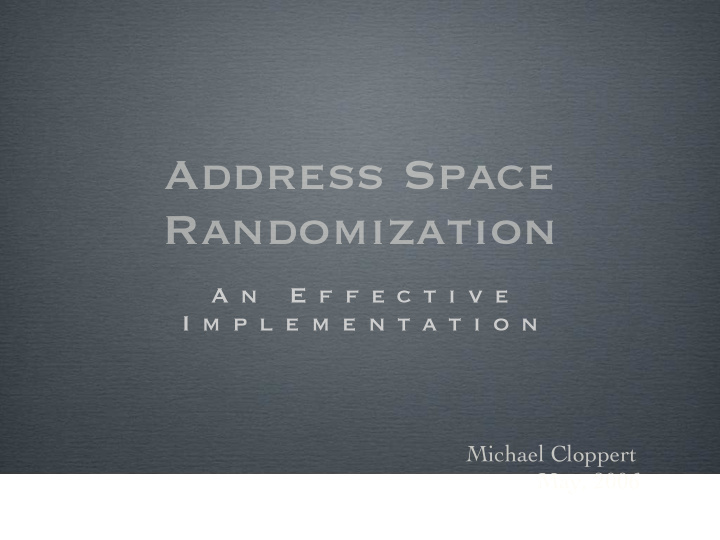 address space randomization