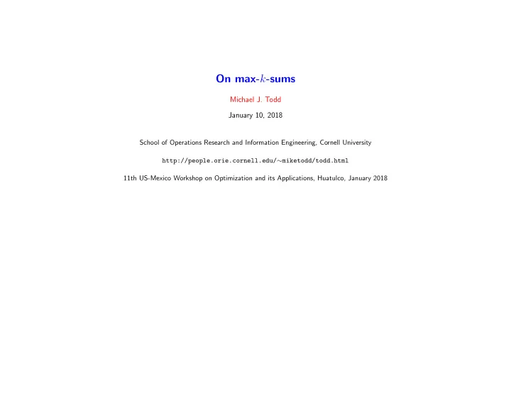 on max k sums