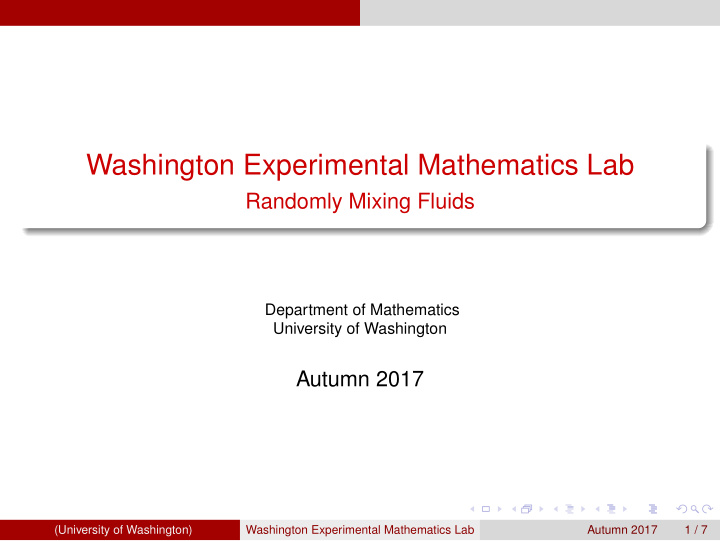 washington experimental mathematics lab