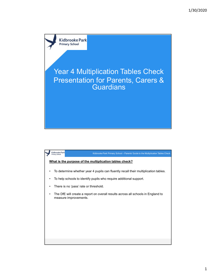 year 4 multiplication tables check presentation for