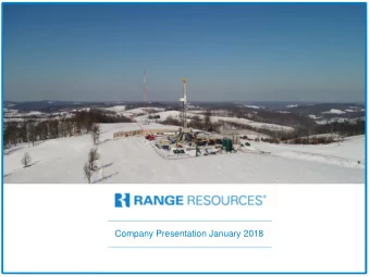Company Presentation January 2018  Forward Looking Statements This presentation contains certain