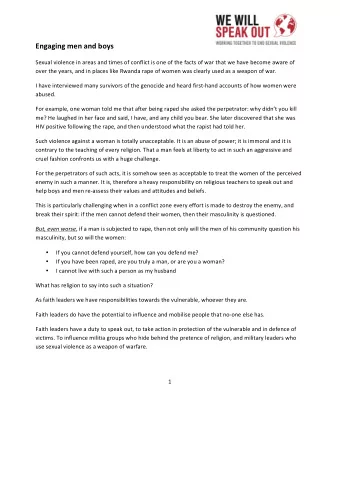 Engaging  men  and  boys    Sexual  violence  in  areas  and  times