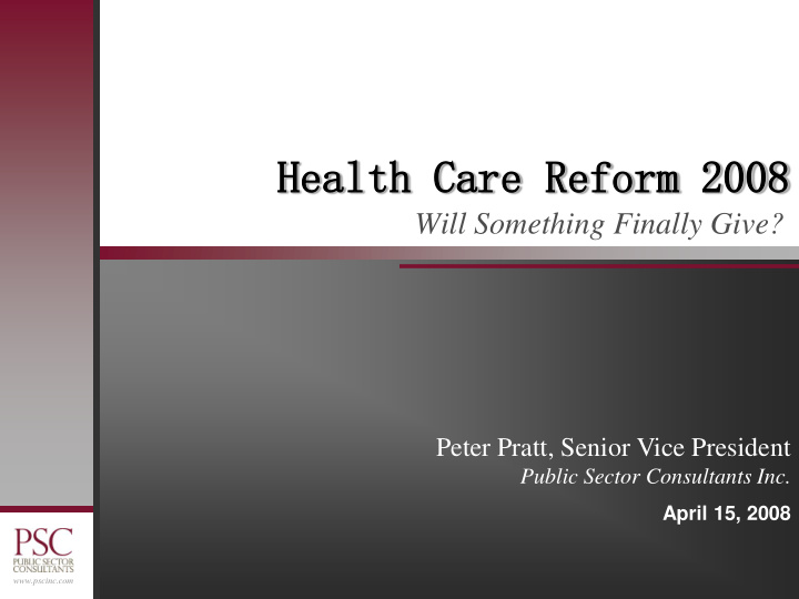 health care r reform 2008