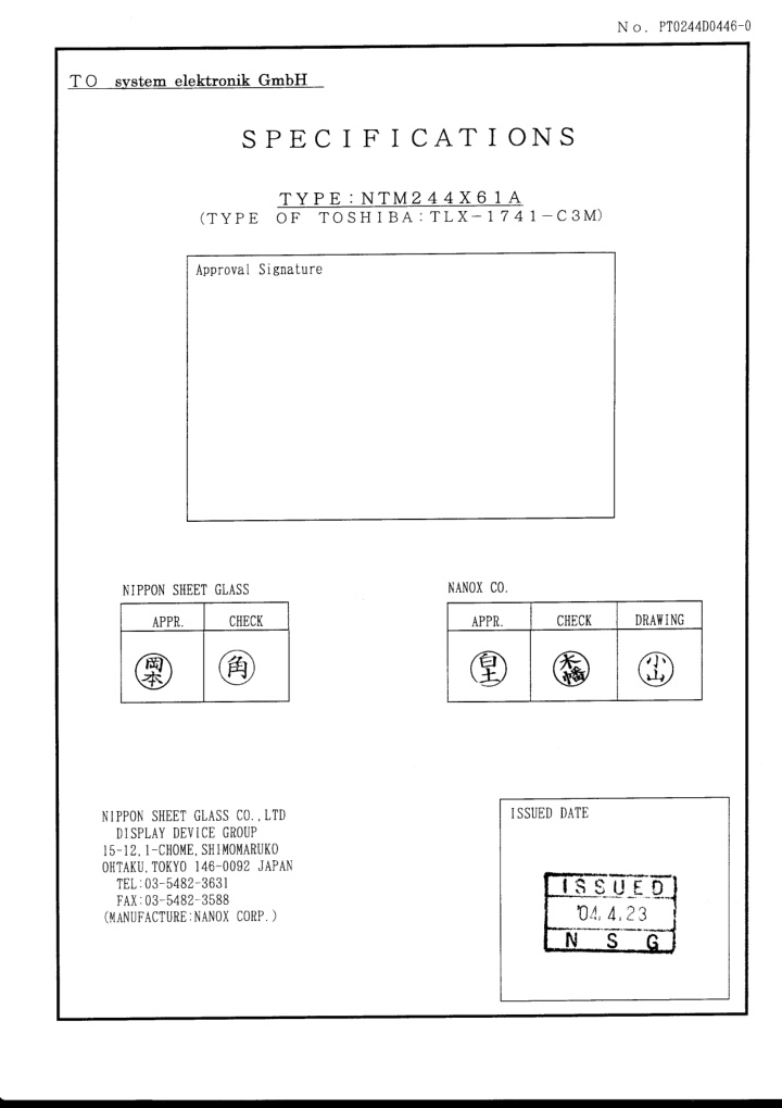 l date issued glass co ltd nippon sheet device group